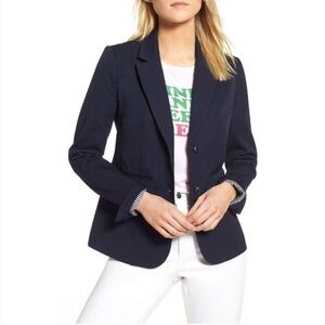 1901 Nordstrom Navy 2 Button Blazer Size 14 Single Breasted Office Jacket Pocket